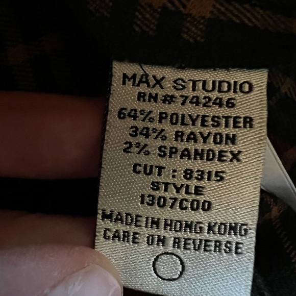 Vintage Y2K Max Studio black brown green plaid flared pants sz 12 academia - Picture 5 of 13